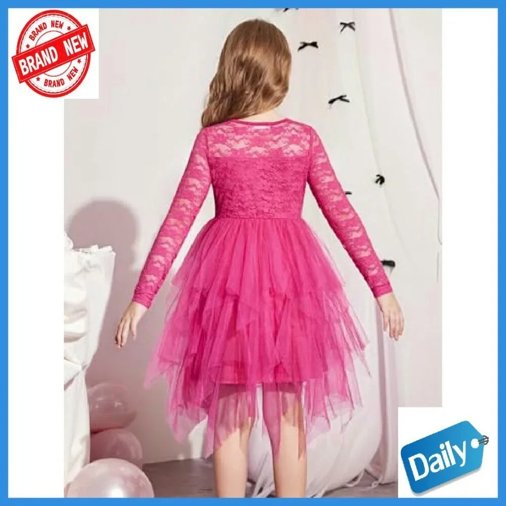 Toddler Flower Girl Dress Long Sleeve Tutu Tulle Party Wedding